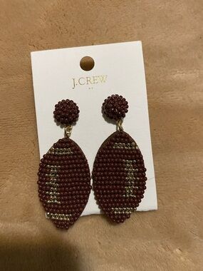 J. Crew Brown and Gold Beaded Football Drop Earrings